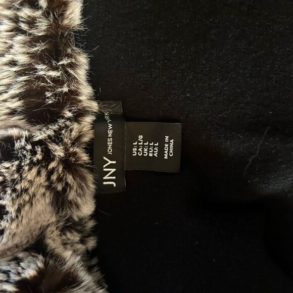 Jones New York Black Faux Fur Collar Cardigan L - Picture 5 of 6